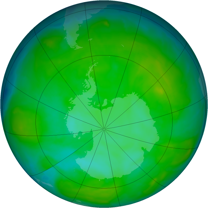 Antarctic ozone map for 17 December 2012